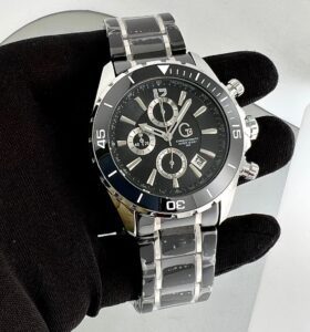 Gc Chronograph Full Black Ceramic Silver Men Watch