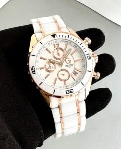 Gc Chronograph Full White Ceramic Rose Gold Men Watch