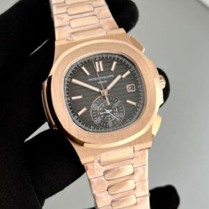 Patek Philippe Nautilus Black Dial Rose Gold Automatic Watch (1)