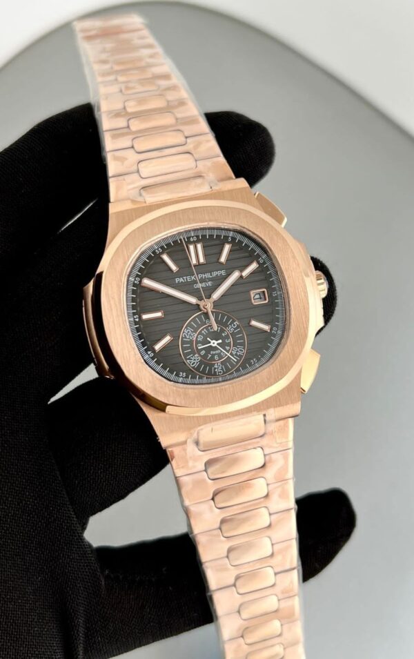 Patek Philippe Nautilus Black Dial Rose Gold Automatic Watch (1)