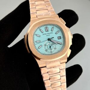 Patek Philippe Nautilus Sky-Blue Dial Rose Gold Automatic Watch (1)