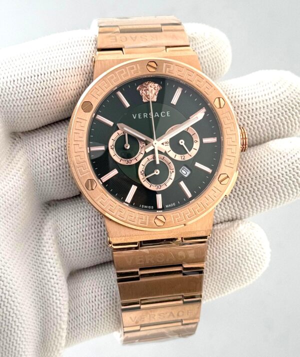 Versace Greca Logo Chronograph Rose-Gold Swiss Quartz Watch (4)