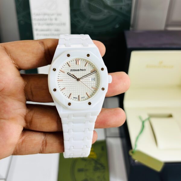 Audemars Piguet Royal Oak White Ceramic Quartz Men Watch - Image 7