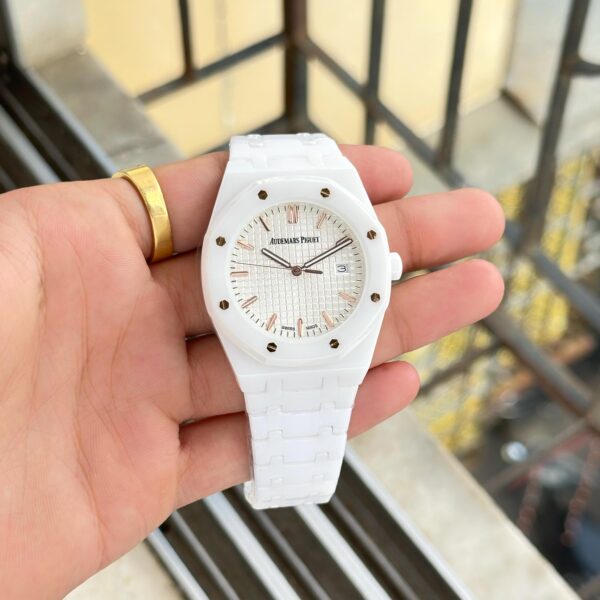 Audemars Piguet Royal Oak White Ceramic Quartz Men Watch - Image 3