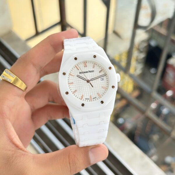 Audemars Piguet Royal Oak White Ceramic Quartz Men Watch - Image 5