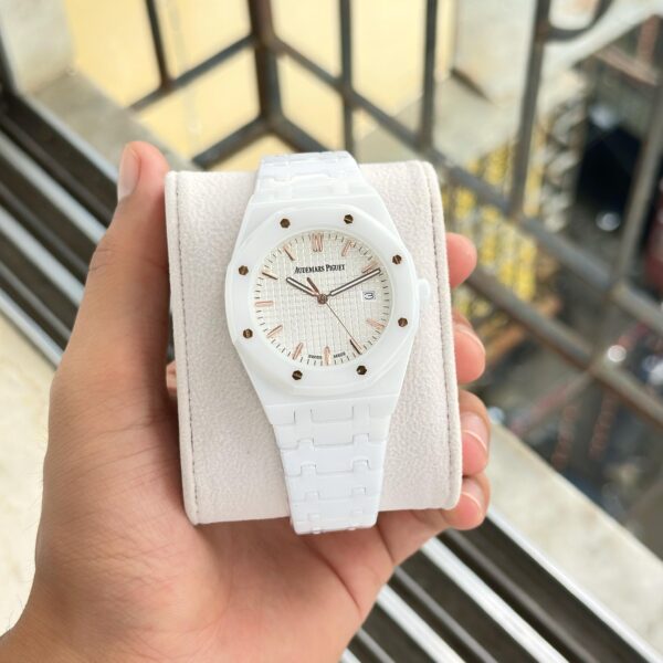 Audemars Piguet Royal Oak White Ceramic Quartz Men Watch - Image 6