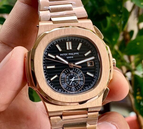 Patek Philippe Nautilus Black Dial Rose Gold Automatic Watch